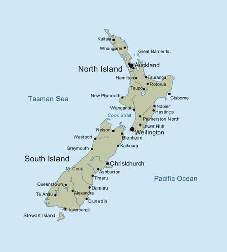 Map New Zealand Simple Large