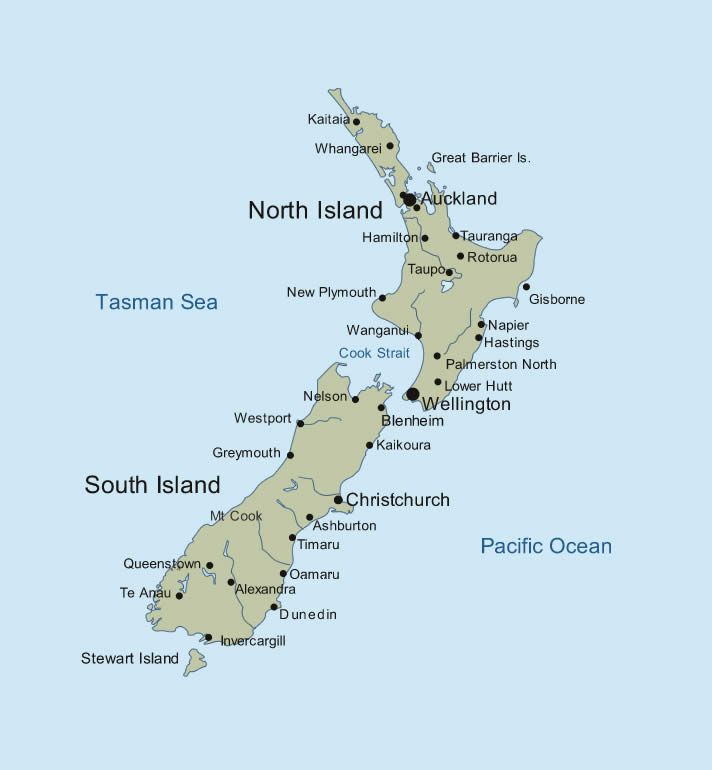 Map New Zealand Simple Large